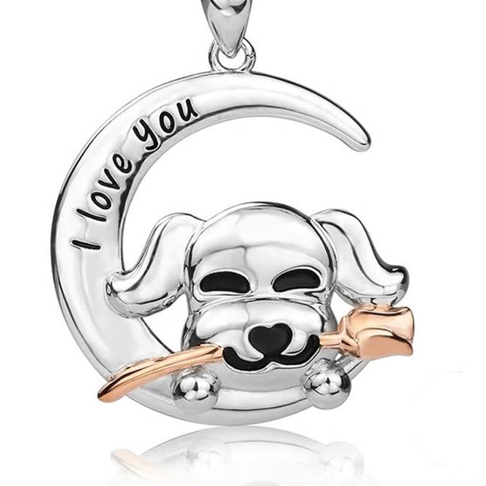 925 Silver Gold Dog Rose Love Necklace Jewelry